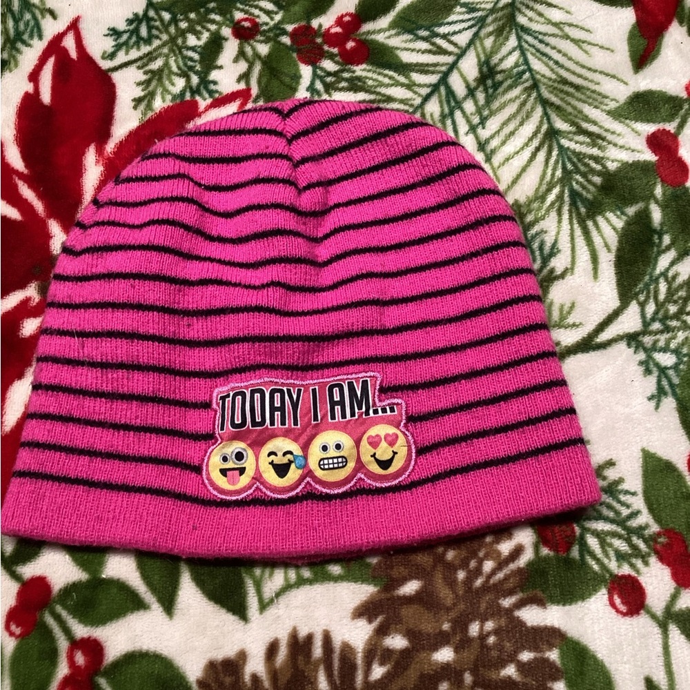 Pink and Black Striped Beanie
